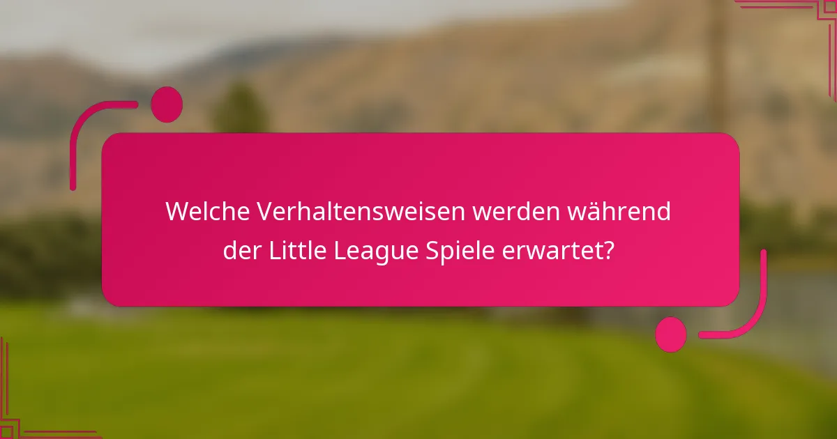 Welche Verhaltensweisen werden während der Little League Spiele erwartet?