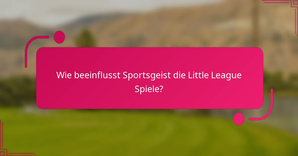 Wie beeinflusst Sportsgeist die Little League Spiele?