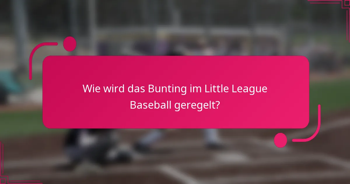 Wie wird das Bunting im Little League Baseball geregelt?